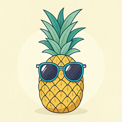 Cool Pineapple with Sunglasses Illustration