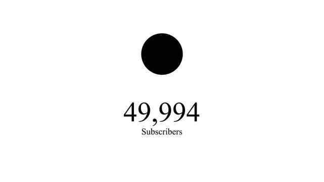 Only a few subscribers left! Celebrate reaching 50k subscribers on your YouTube channel with a festive confetti animation. This 4K quick subscriber count animation counts up to 50k subscribers