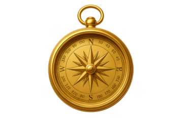 Gold vintage compass guiding navigation and discovery