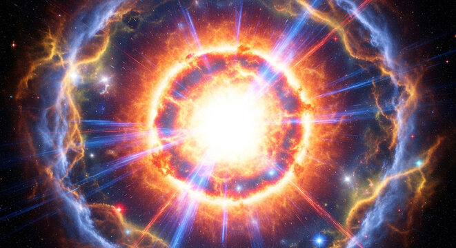 Explore the cosmos a stunning supernova explosion in deep space with vibrant nebula and stellar flares