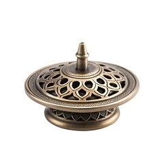Ornate Bronze Incense Burner with Decorative Base and Intricate Perforated Lid censer antique