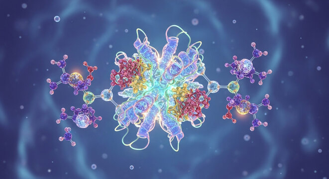 Molecular structure visualization for science education and medical research illustration design art