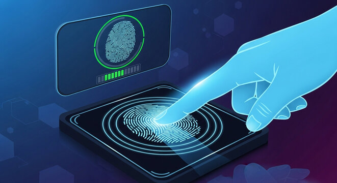 Fingerprint scan technology secure access control system biometric authentication for mobile device security