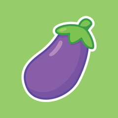 Purple Eggplant Cute Cartoon Illustration for Organic Farm, Healthy Diet, and Food Design Projects