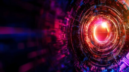 Obraz premium Vibrant Abstract Digital Background with Circular Design and Colorful Light Effects