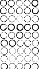 Collection of various hand-drawn circles on white background