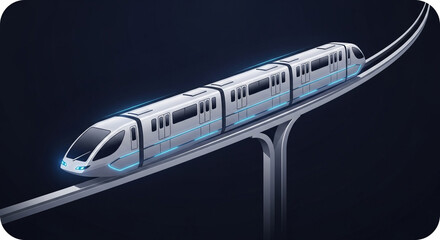 Futuristic maglev train illustration for modern transportation technology and high speed public transit