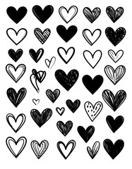 Collection of various heart designs for love or romance