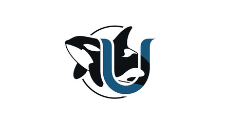 Abstract orca logo concept featuring a stylish letter U for brand representation