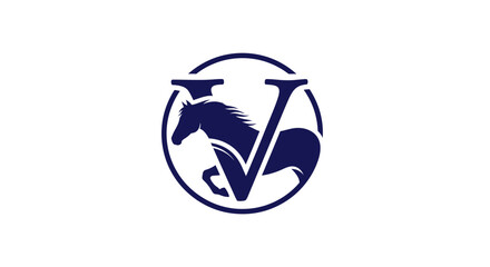 Elegant Horse Silhouette Incorporated into Letter V for a Unique Logo Design concept