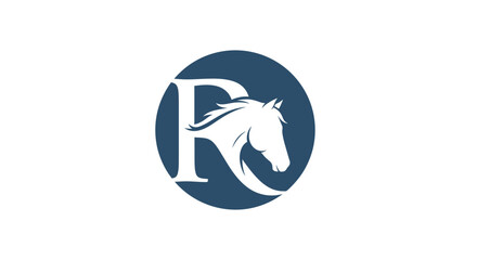 Elegant horse logo design featuring letter R and a stylized horse head profile