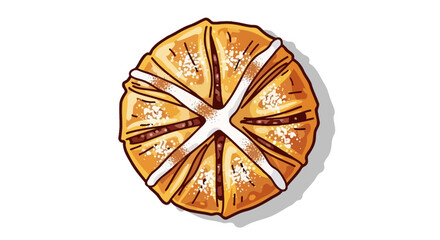 Deliciously illustrated hot cross bun, perfect for easter celebration graphics and designs for