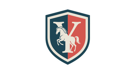 Elegant horse emblem with shield design, incorporating a letter Y and classic heraldic elements