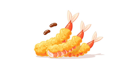 Delicious and Crispy Tempura Shrimp Illustration with Soy Sauce Drizzle for Food Lovers