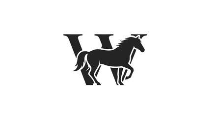 Elegant horse silhouette integrated into the letter W design for branding identity creativity
