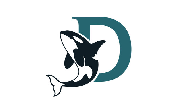 Stylish logo featuring a killer whale and the letter D for business identity creation