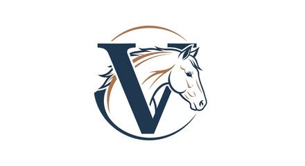 Elegant equine logo design featuring letter V and horse head emblem for branding