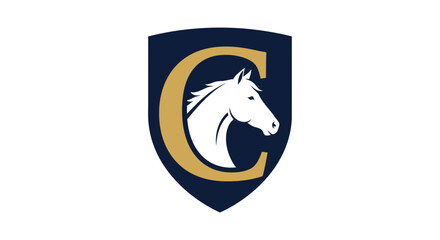 Elegant emblem design featuring horse head and letter C within a shield shape
