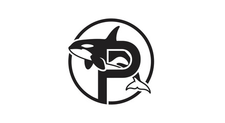 Elegant logo illustration featuring an orca whale integrated into the letter P within a circular