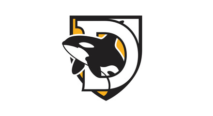 Striking Orca Whale Logo Design with Modern Shield and Bold Color Palette Emblematic Visual