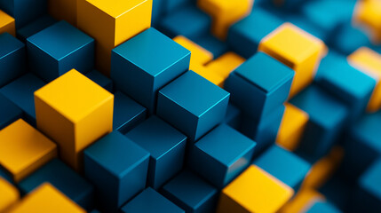 Abstract 3D composition of geometric cubes, creating a modern, visually striking background ideal for posters, covers, branding, banners, and placards