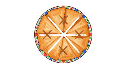 Artistic rendition of basbousa dessert on a decorative plate offers a sweet aesthetic appeal
