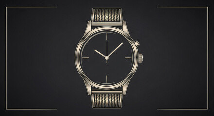 Elegant gold watch with black dial on a dark background, showcasing timeless design and precision timekeeping for sophisticated individuals