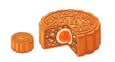 Delicious mooncake illustration for Mid-Autumn Festival celebration food design holiday
