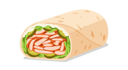 Delicious chicken wrap illustration perfect for fast food promotions and food blogs