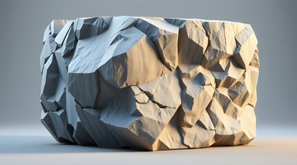 Geometric Stone Block with Faceted Edges
