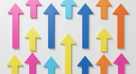 Colorful arrows point upward on a white background suggesting growth or direction.