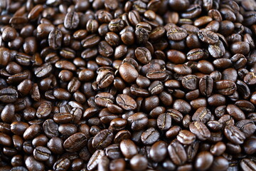 Close up photo of roasted coffee beans.background concept.