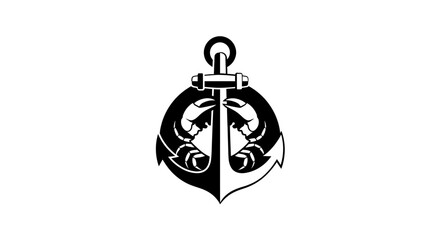 Nautical emblem with crab claws intertwined around an anchor design emblem