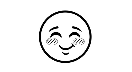 Whimsical emoticon with closed eyes and blushing cheeks exudes a sense of happiness