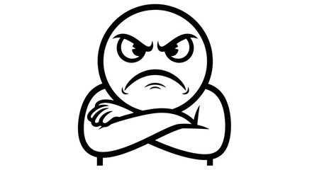Cartoon depiction of an angry character with crossed arms and an upset expression