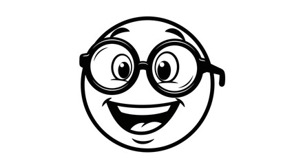 Smiling Face with Glasses: A Cheerful Vector Illustration for Design and Creativity