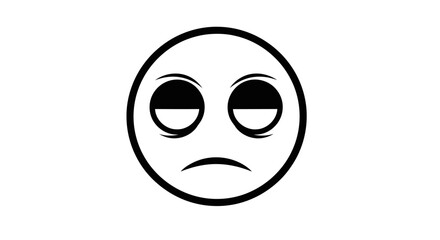 Drowsy emoticon conveying tiredness and fatigue in a minimalist style illustration