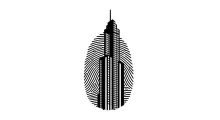 Unique urban identity fingerprint skyscraper design concept vector illustration