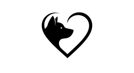 Minimalist Dog Silhouette Inside a Heart Shape for Pet Lover or Veterinary Clinic