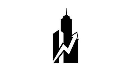 Financial district growth: A minimalist black and white representation of economic expansion