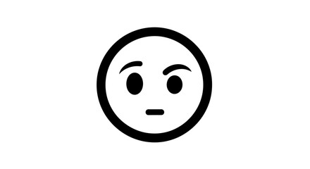 Fototapeta premium Doubtful Emoji with Raised Eyebrow and Blank Expression Conveying Skepticism, Confusion or