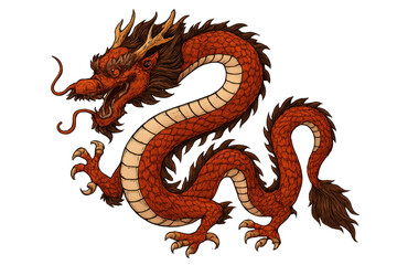Obraz premium Red chinese dragon mythical creature artwork transparent background