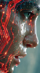 Artificial intelligence concept with ample empty caption space on the side, symbolizing business innovation, technology, and future-focused digital strategy