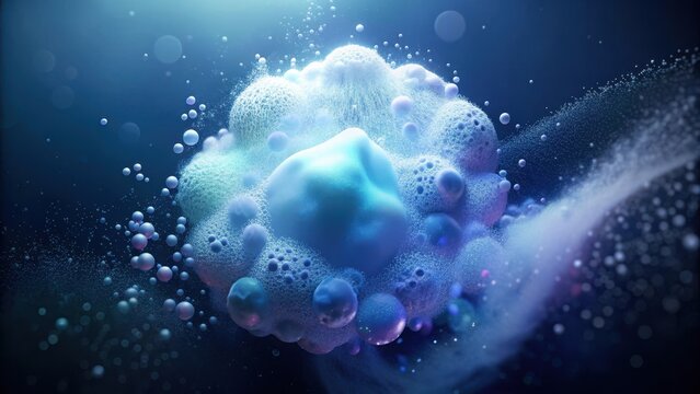 Softly glowing soap foam against a dark abstract background