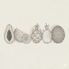 Obraz premium monochrome fruit icon package