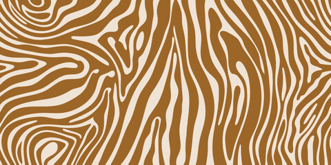 Abstract organic brown and cream zebra stripe pattern background