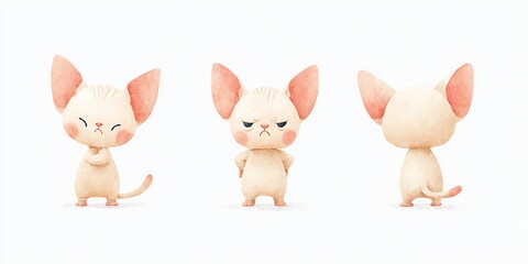 animation style, a irritable Sphynx cat