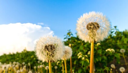 Dandelions under sky