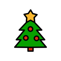 Christmas Tree Icon Holiday Decoration Vector Illustration Festive Ornament Design
