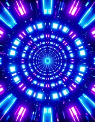 Futuristic Sci-Fi Tunnel of Glowing Neon Lights